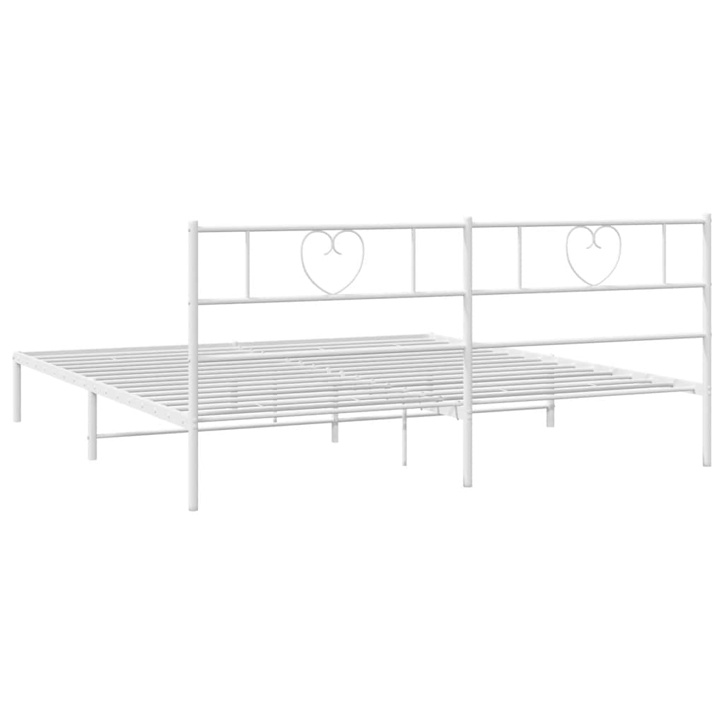 Metal Bed Frame without Mattress with Headboard White 183x213cm