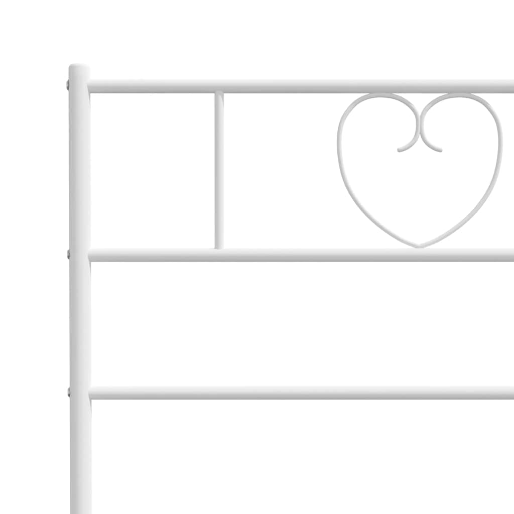 Metal Bed Frame without Mattress with Headboard White 183x213cm
