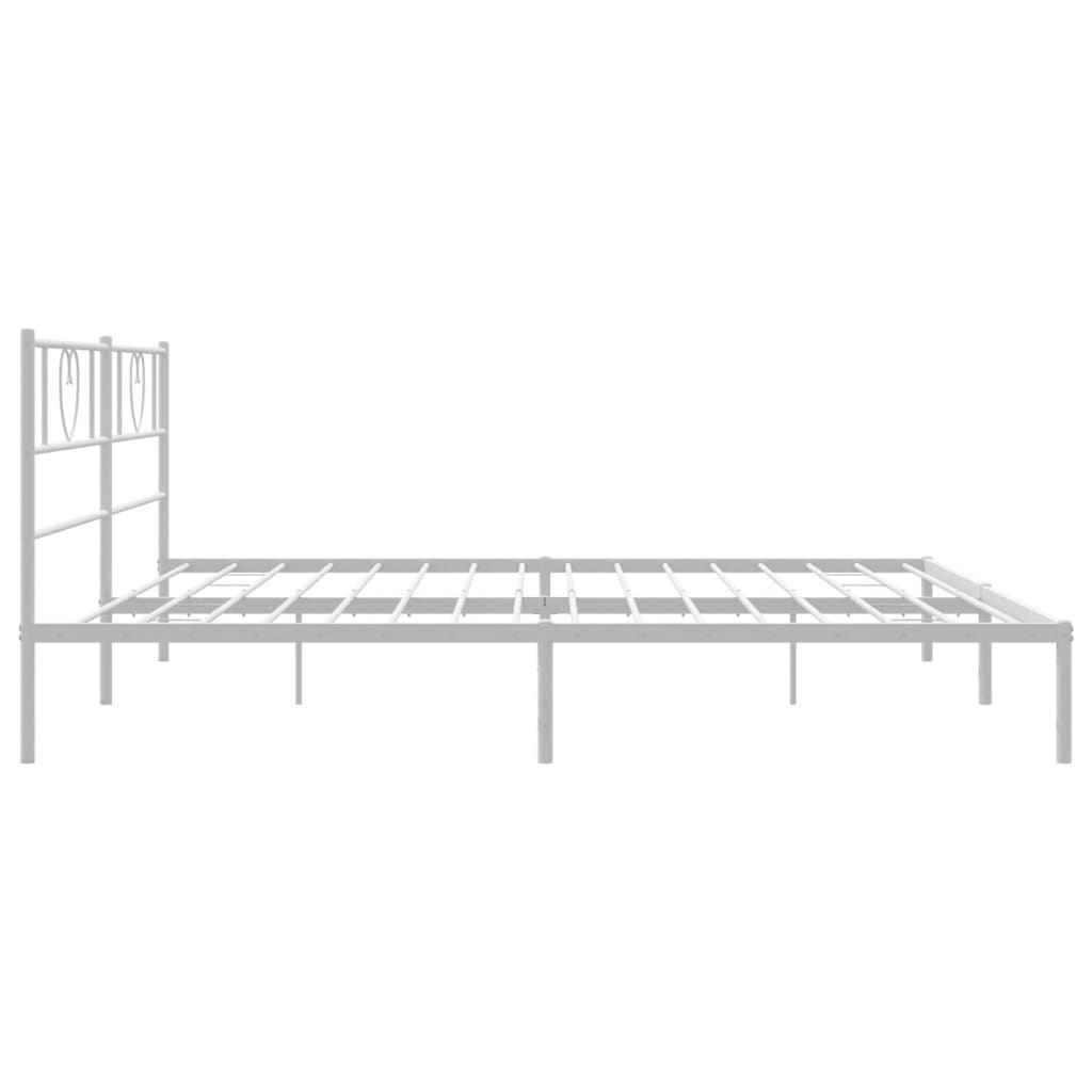 Metal Bed Frame without Mattress with Headboard White 193x203cm