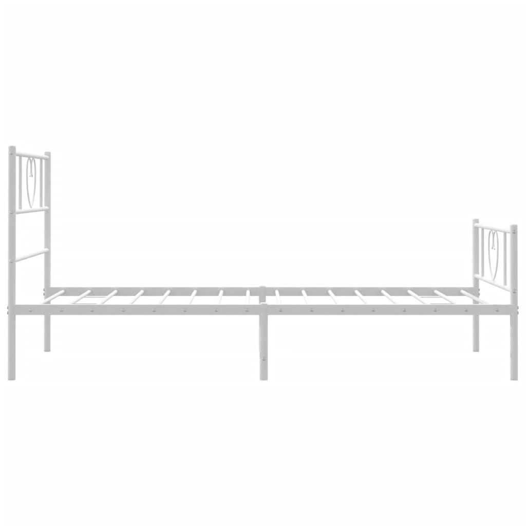 Metal Bed Frame without Mattress with Footboard White 107x203cm