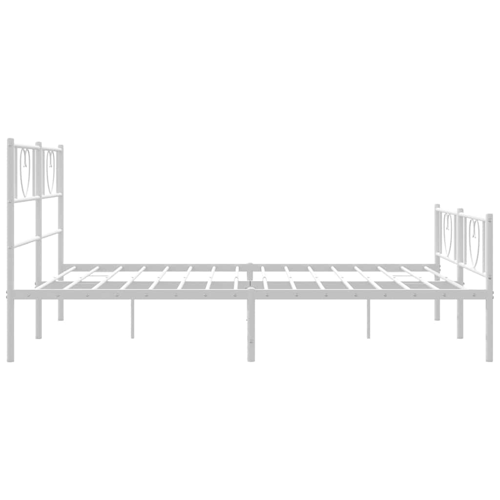 Metal Bed Frame without Mattress with Footboard White 135x190cm
