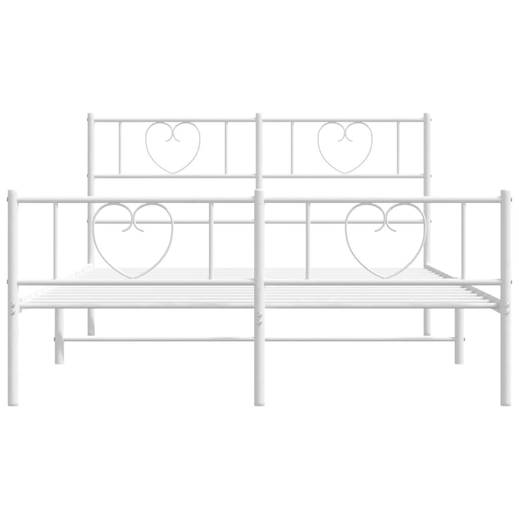 Metal Bed Frame without Mattress with Footboard White 150x200cm