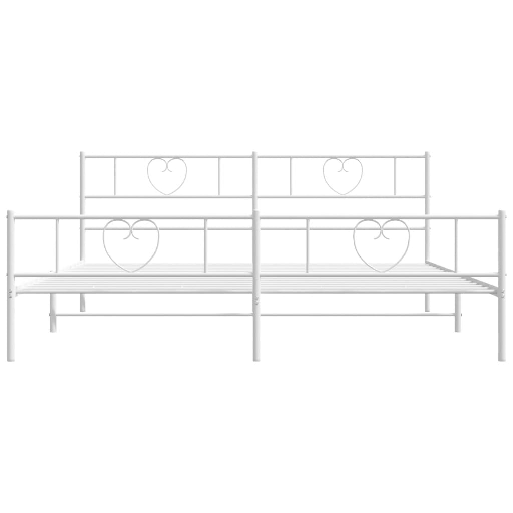 Metal Bed Frame without Mattress with Footboard White 180x200cm