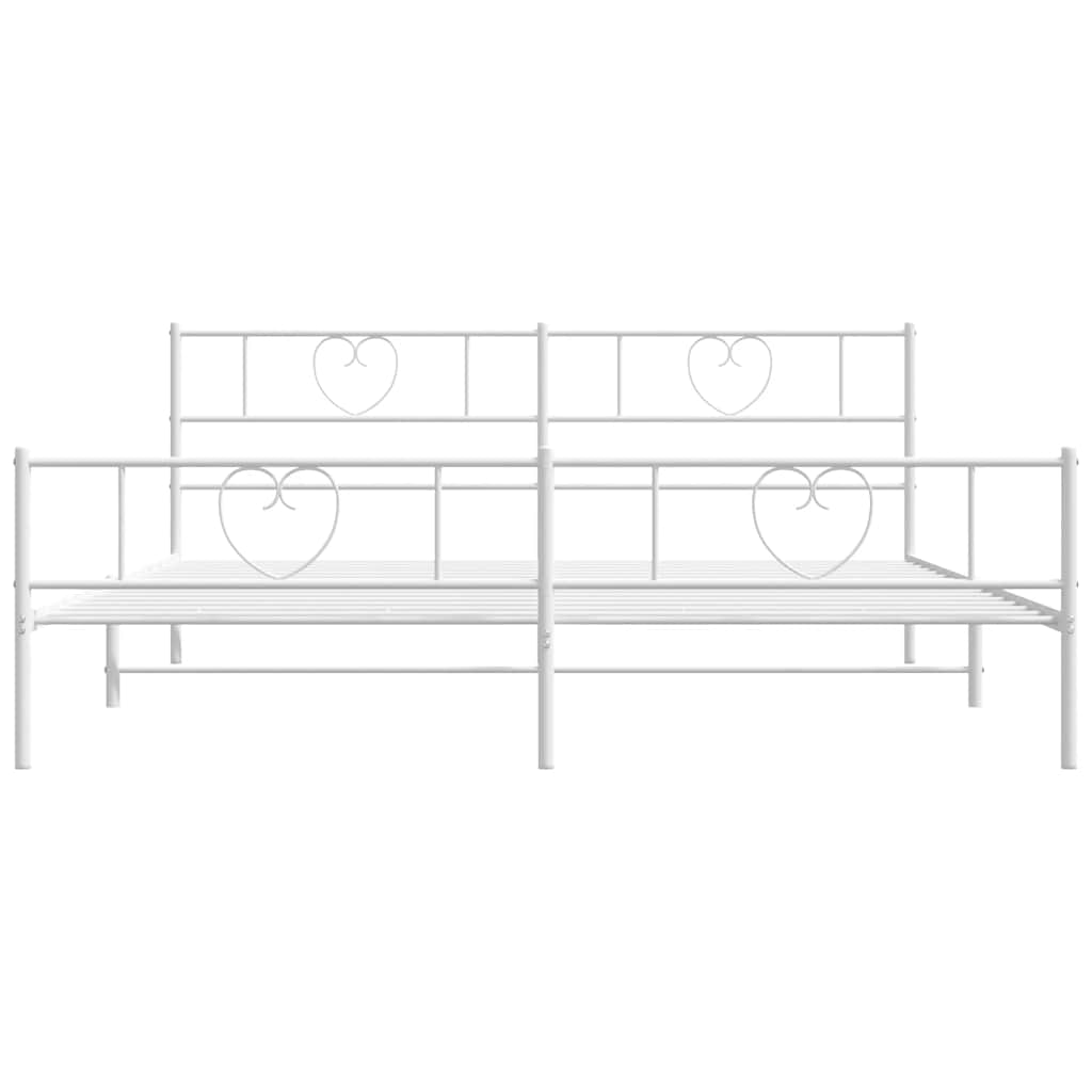 Metal Bed Frame without Mattress with Footboard White 183x213cm