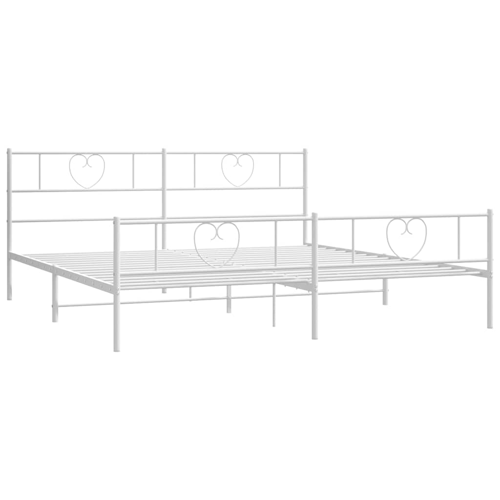 Metal Bed Frame without Mattress with Footboard White 183x213cm