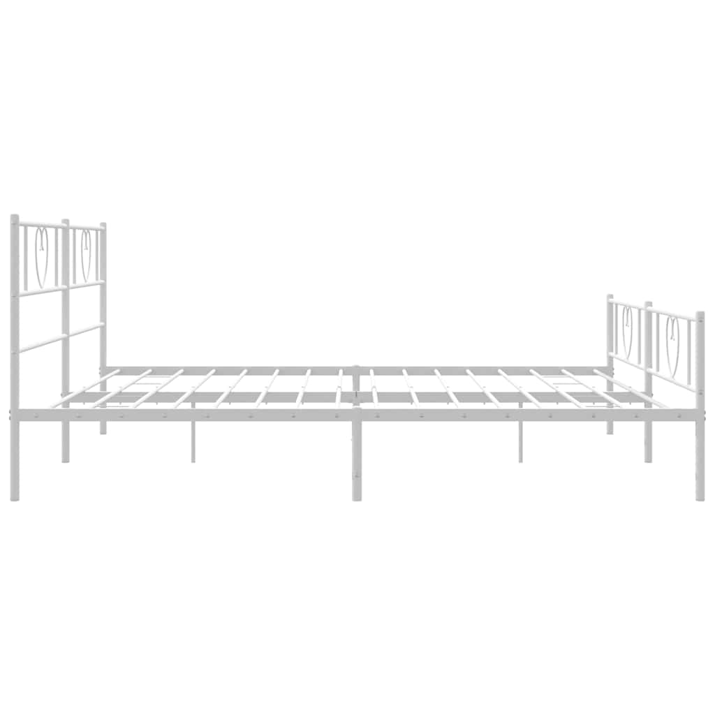 Metal Bed Frame without Mattress with Footboard White 183x213cm