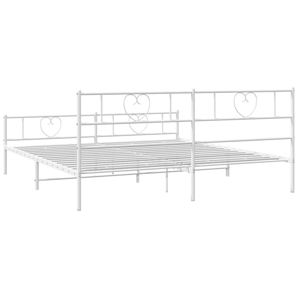 Metal Bed Frame without Mattress with Footboard White 183x213cm