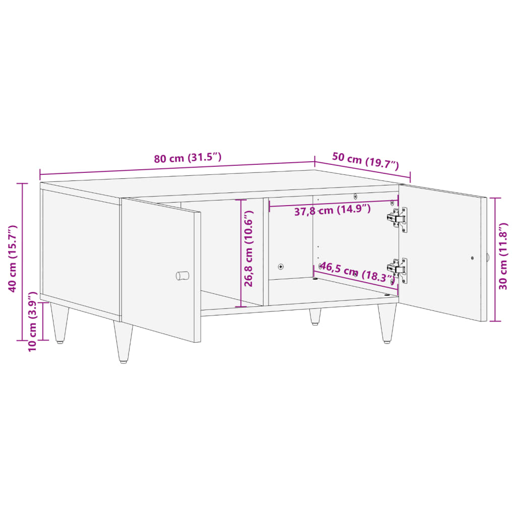 Coffee Table 80x50x40 cm Solid Wood Mango