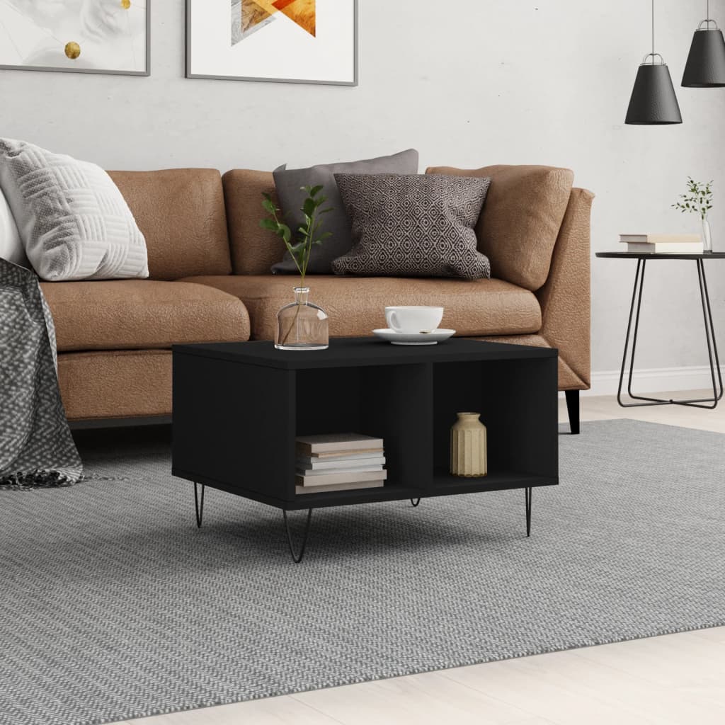 Coffee Table Black 60x50x36.5 cm Engineered Wood