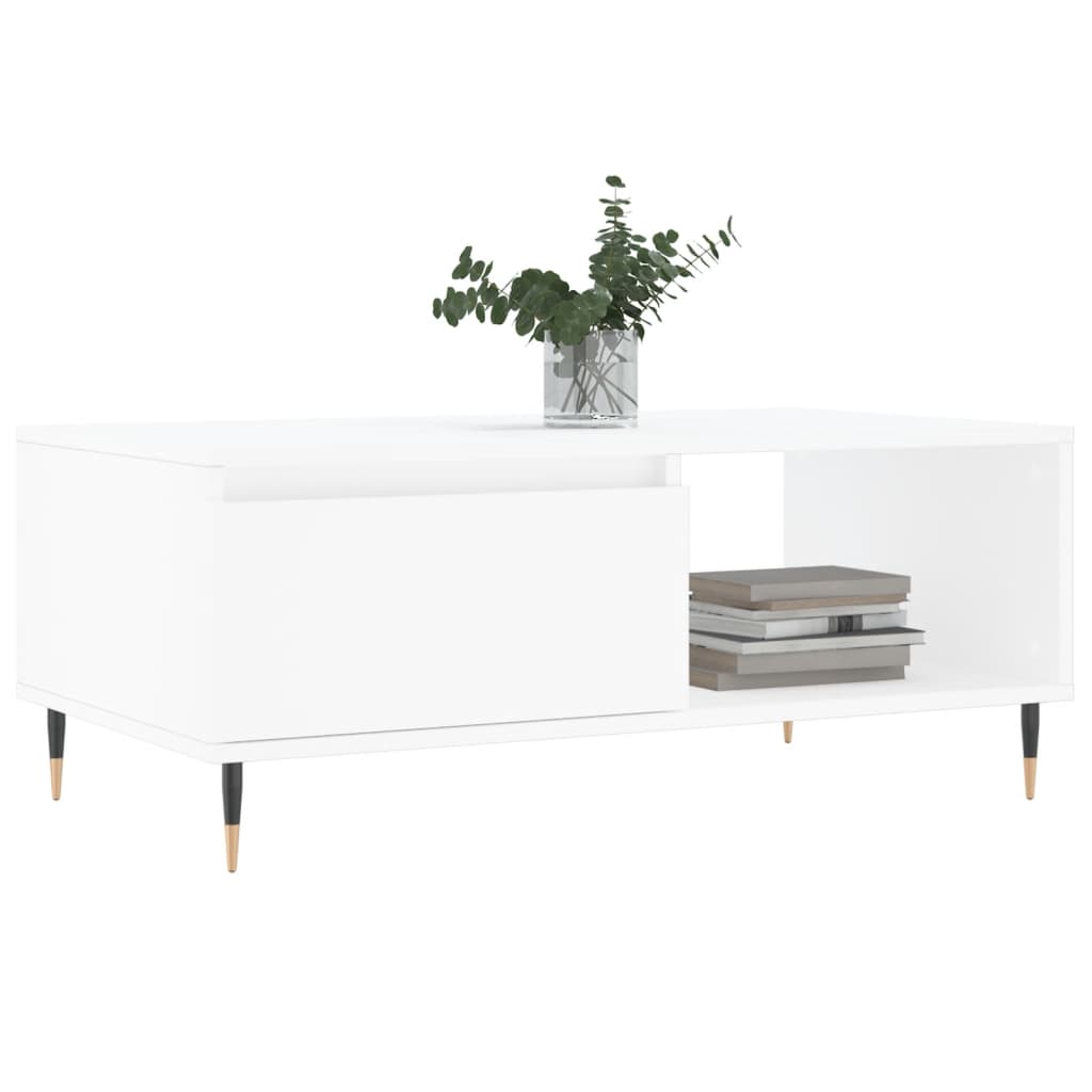 Modern Wooden Living Room Coffee Table With Drawer & Open Storage Space Wood