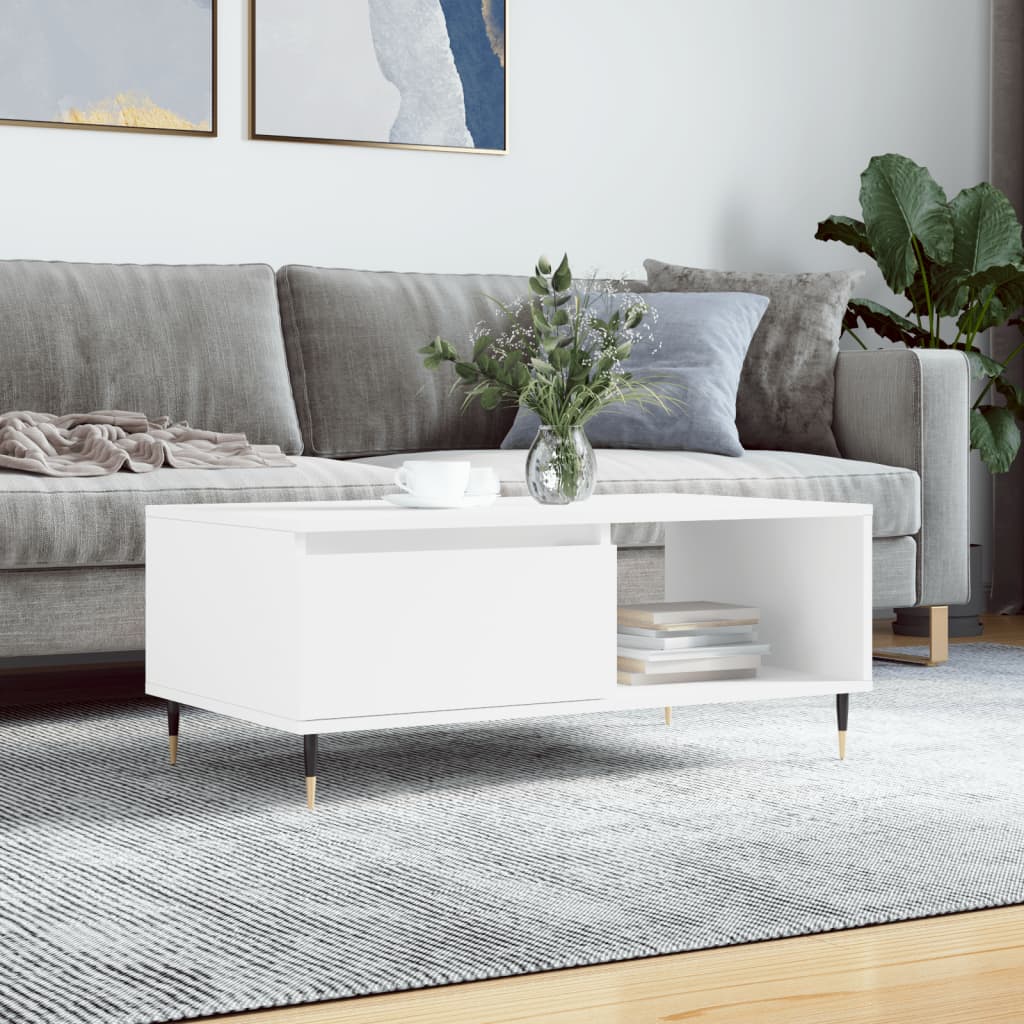 Modern Wooden Living Room Coffee Table With Drawer & Open Storage Space Wood