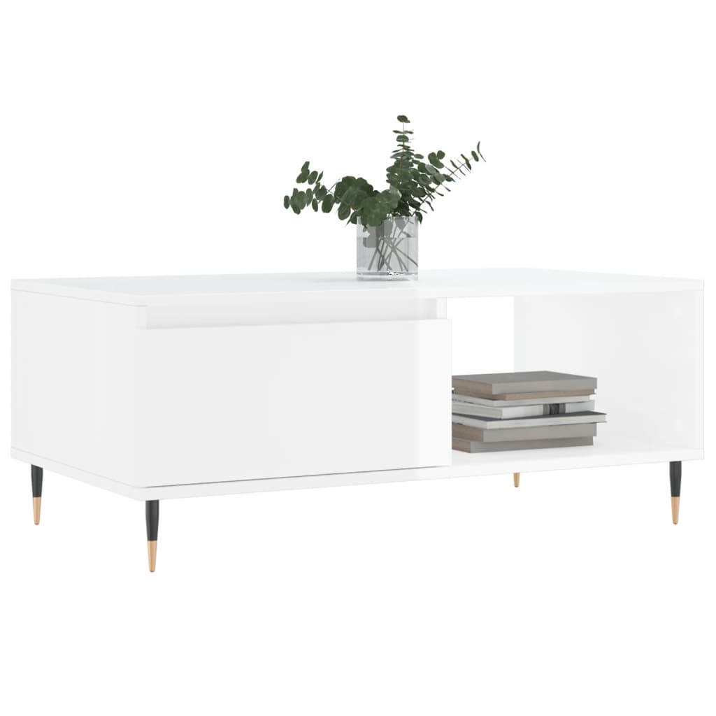 Modern Wooden Living Room Coffee Table With Drawer & Open Storage Space Wood