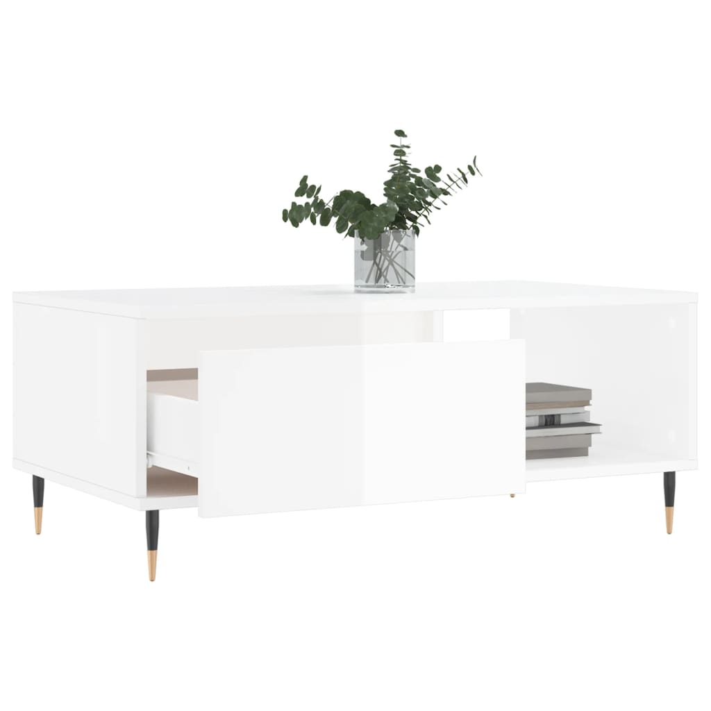 Modern Wooden Living Room Coffee Table With Drawer & Open Storage Space Wood