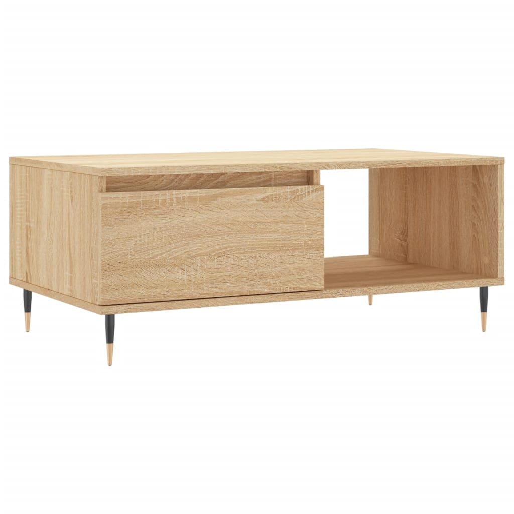 Modern Wooden Living Room Coffee Table With Drawer & Open Storage Space Wood