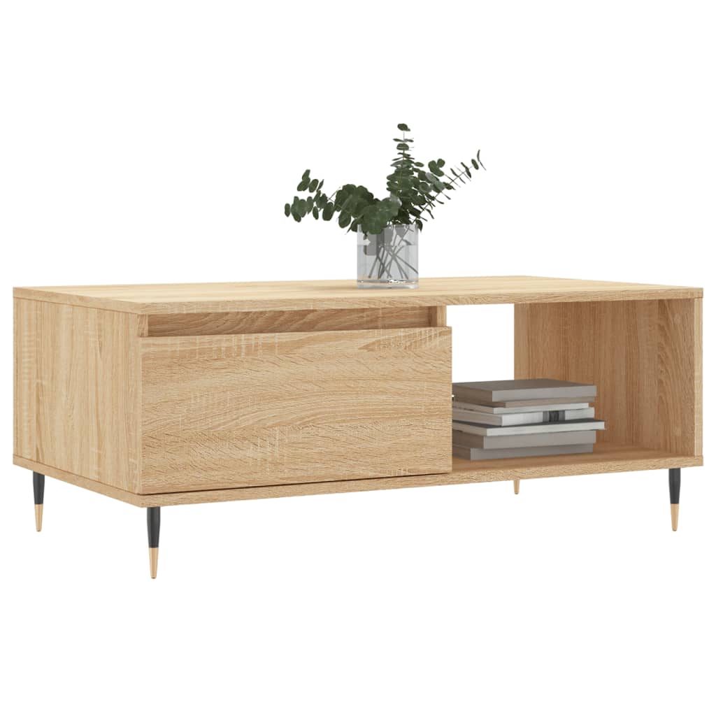 Modern Wooden Living Room Coffee Table With Drawer & Open Storage Space Wood