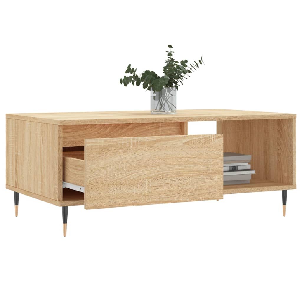 Modern Wooden Living Room Coffee Table With Drawer & Open Storage Space Wood