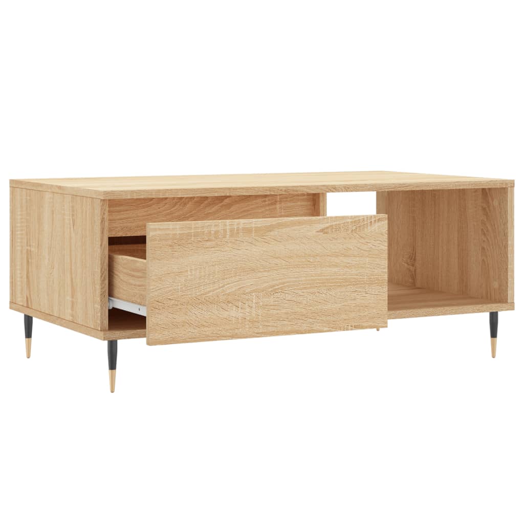 Modern Wooden Living Room Coffee Table With Drawer & Open Storage Space Wood