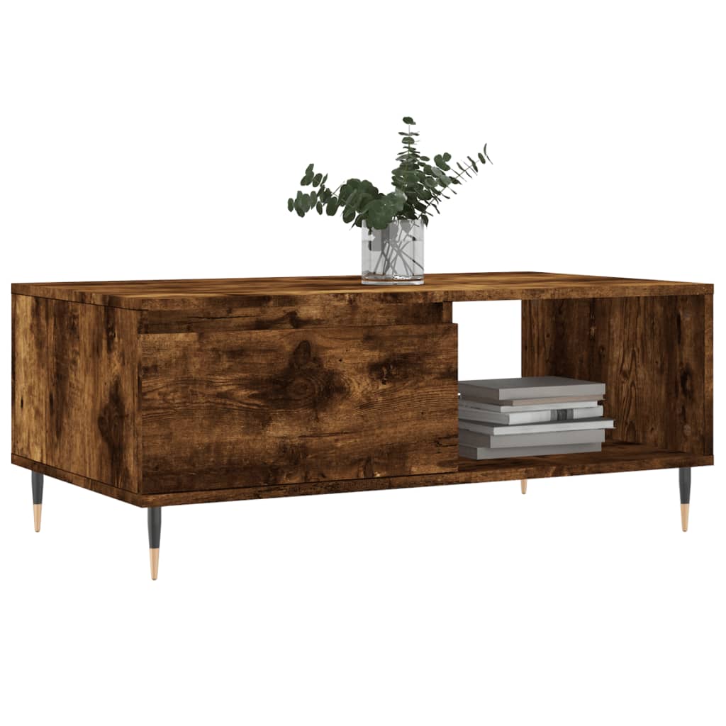 Modern Wooden Living Room Coffee Table With Drawer & Open Storage Space Wood