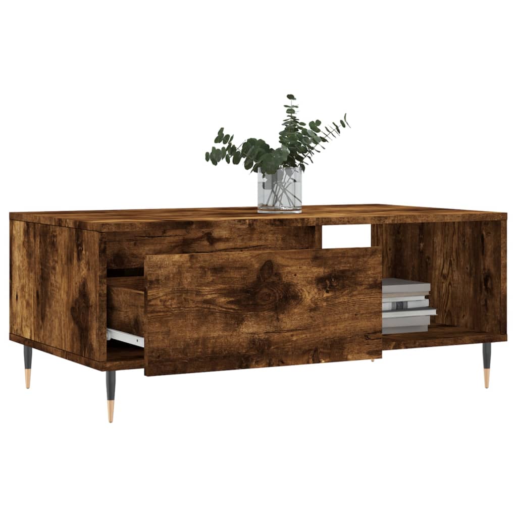 Modern Wooden Living Room Coffee Table With Drawer & Open Storage Space Wood