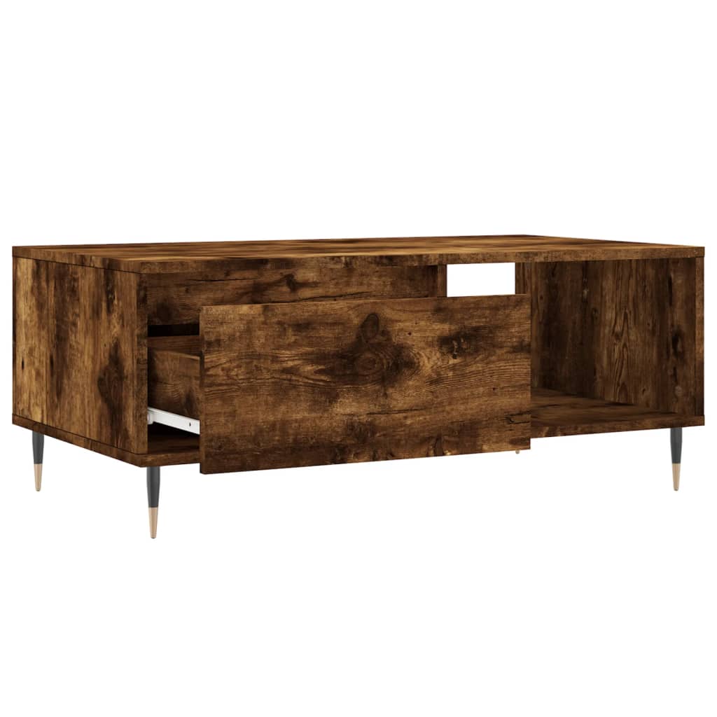 Modern Wooden Living Room Coffee Table With Drawer & Open Storage Space Wood