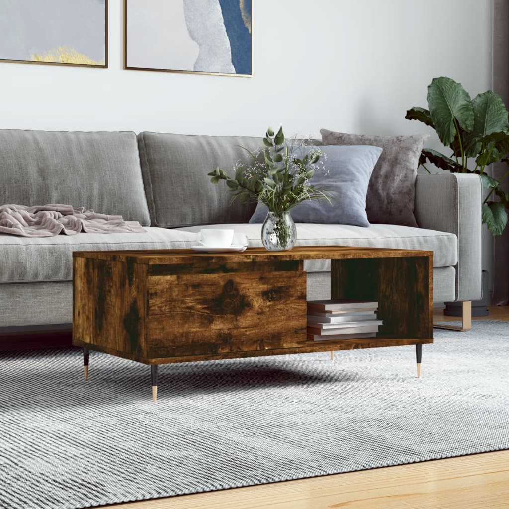 Modern Wooden Living Room Coffee Table With Drawer & Open Storage Space Wood
