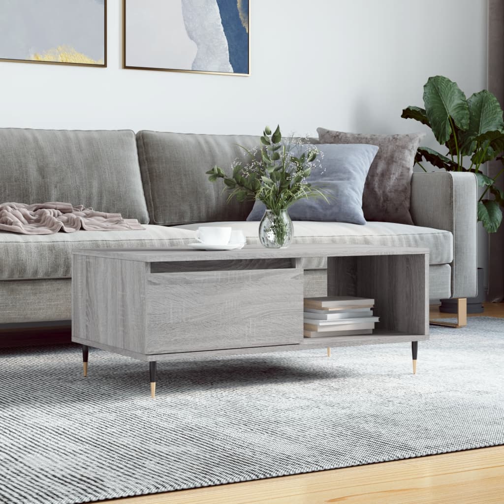 Modern Wooden Living Room Coffee Table With Drawer & Open Storage Space Wood