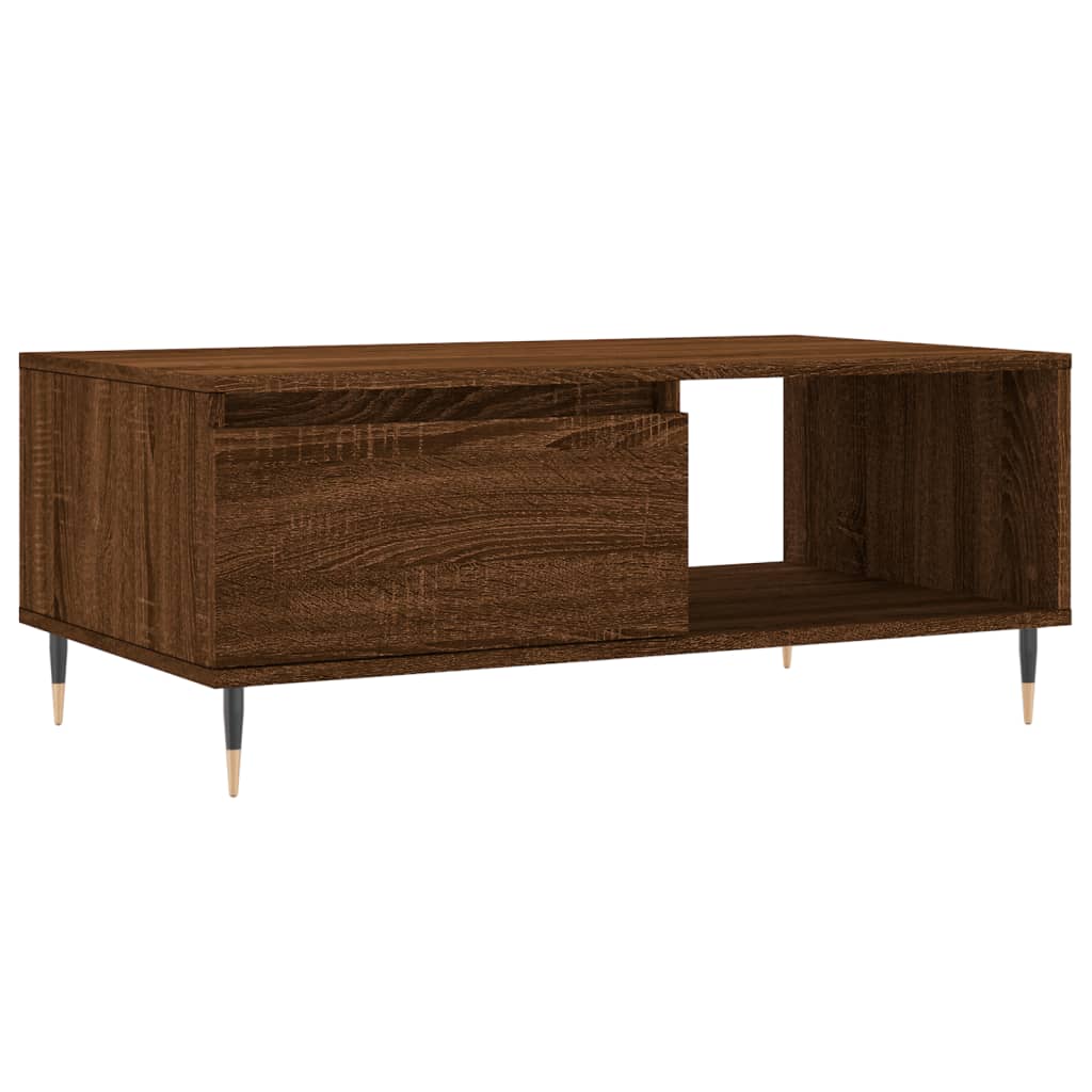Modern Wooden Living Room Coffee Table With Drawer & Open Storage Space Wood