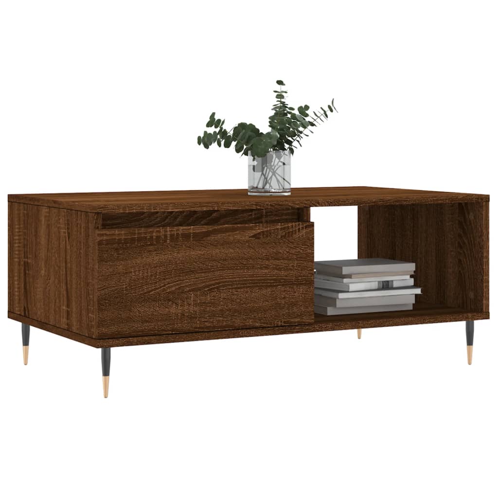 Modern Wooden Living Room Coffee Table With Drawer & Open Storage Space Wood