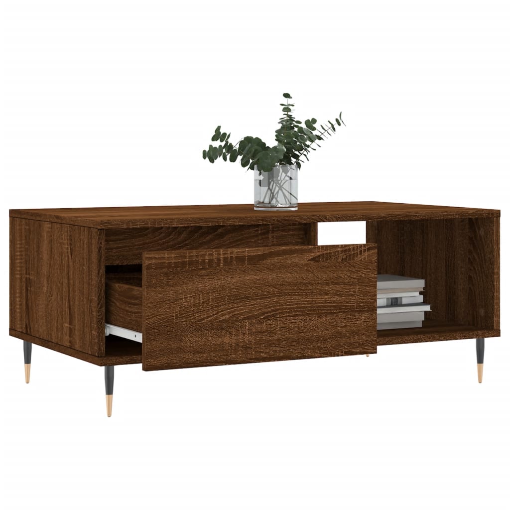 Modern Wooden Living Room Coffee Table With Drawer & Open Storage Space Wood
