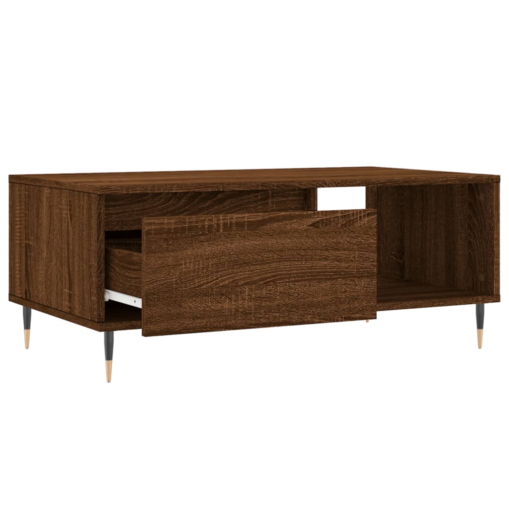 Modern Wooden Living Room Coffee Table With Drawer & Open Storage Space Wood
