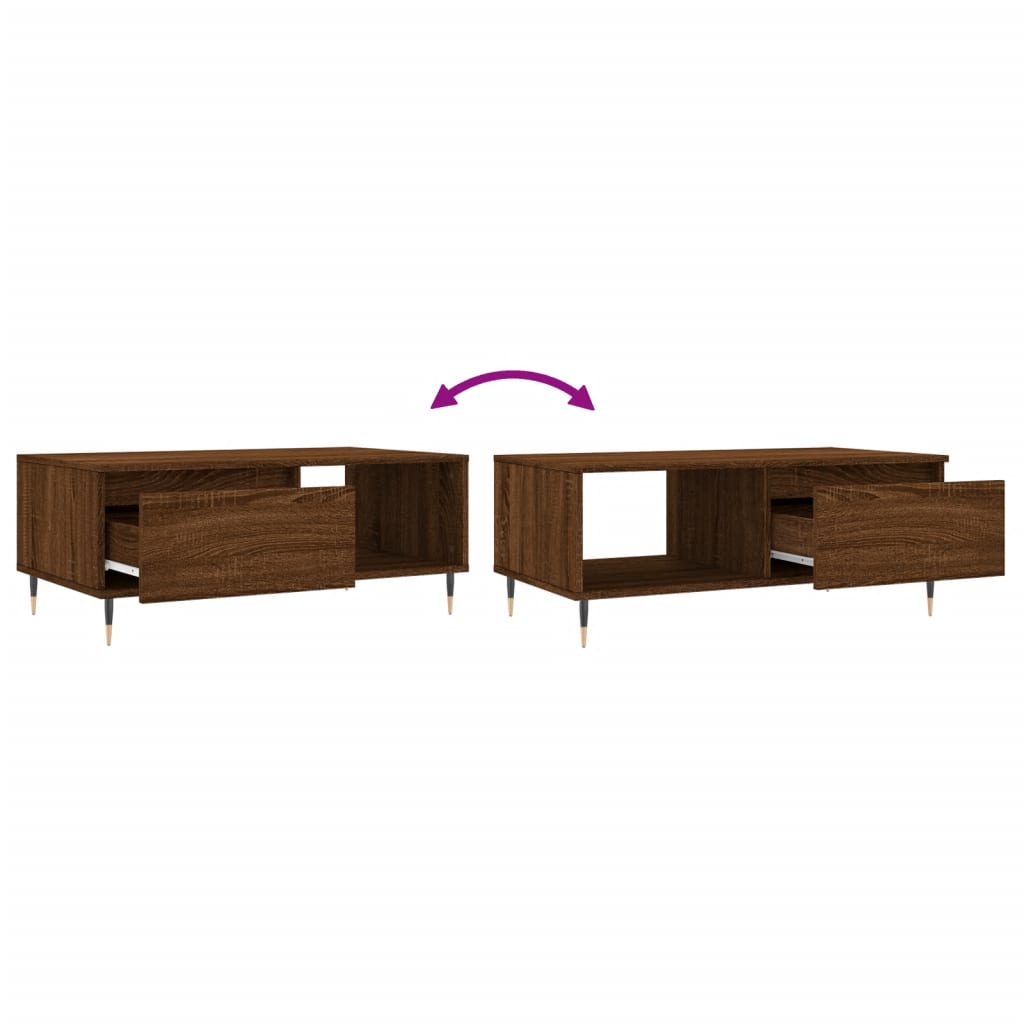 Modern Wooden Living Room Coffee Table With Drawer & Open Storage Space Wood