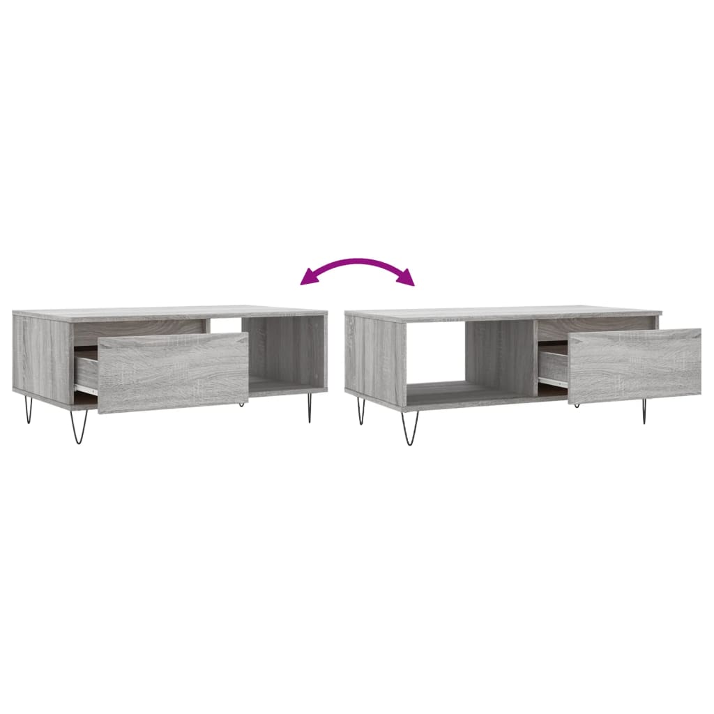 Coffee Table Grey Sonoma 90x50x36.5 cm Engineered Wood