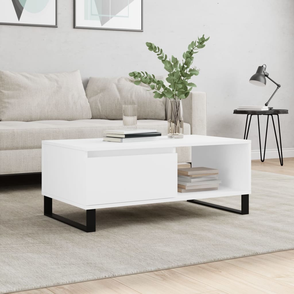 Modern Wooden Living Room Coffee Table With Drawer & Open Storage Space Wood