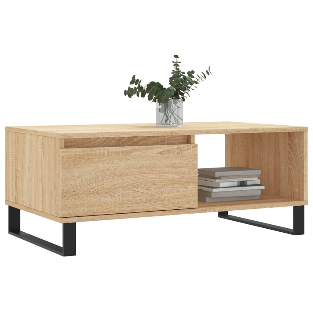 Modern Wooden Living Room Coffee Table With Drawer & Open Storage Space Wood