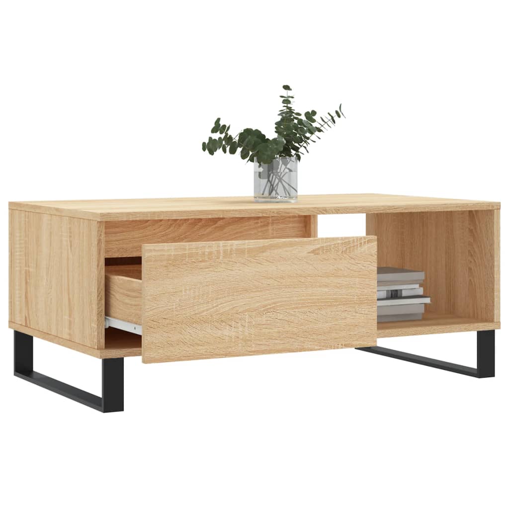 Modern Wooden Living Room Coffee Table With Drawer & Open Storage Space Wood