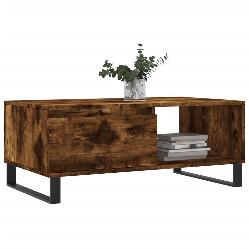 Modern Wooden Living Room Coffee Table With Drawer & Open Storage Space Wood