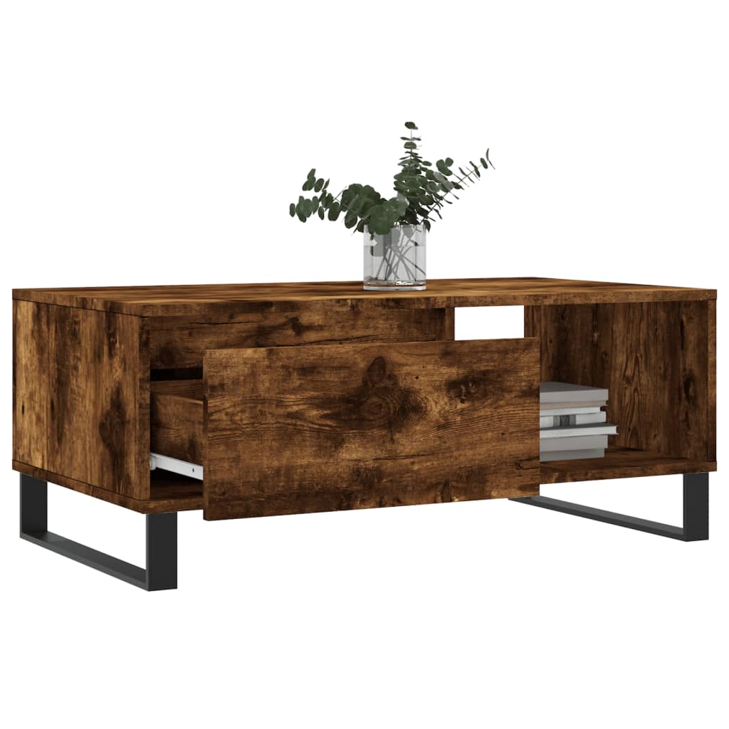 Modern Wooden Living Room Coffee Table With Drawer & Open Storage Space Wood