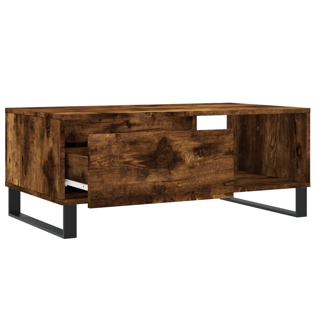 Modern Wooden Living Room Coffee Table With Drawer & Open Storage Space Wood