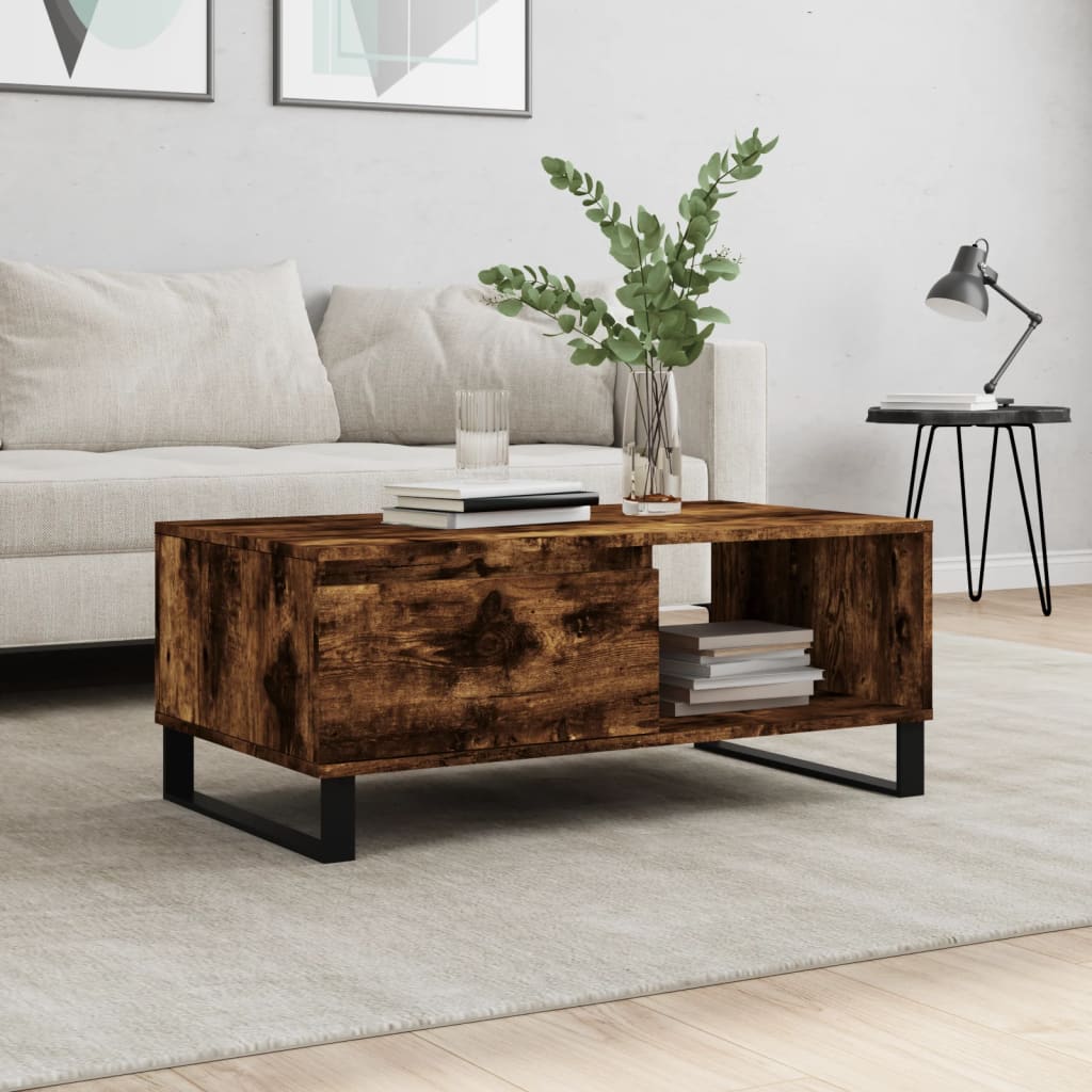 Modern Wooden Living Room Coffee Table With Drawer & Open Storage Space Wood