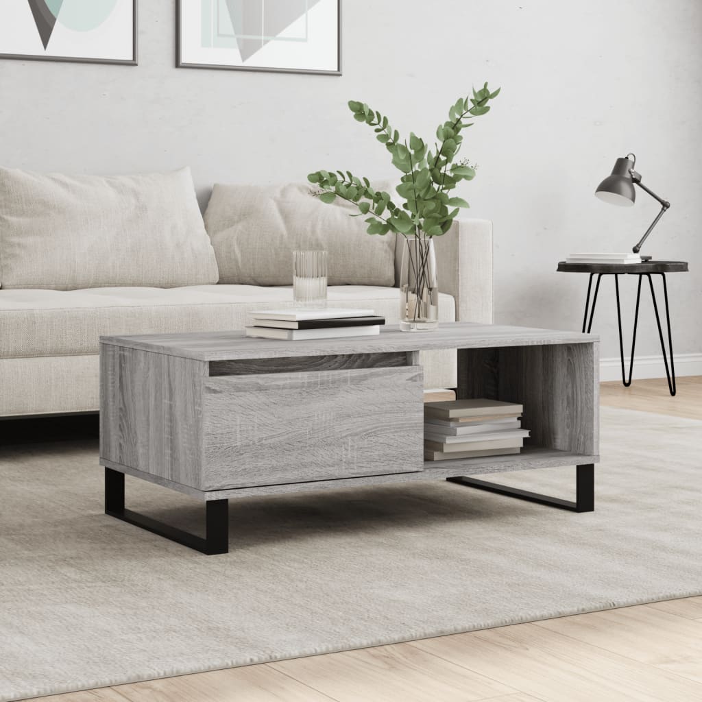 Modern Wooden Living Room Coffee Table With Drawer & Open Storage Space Wood