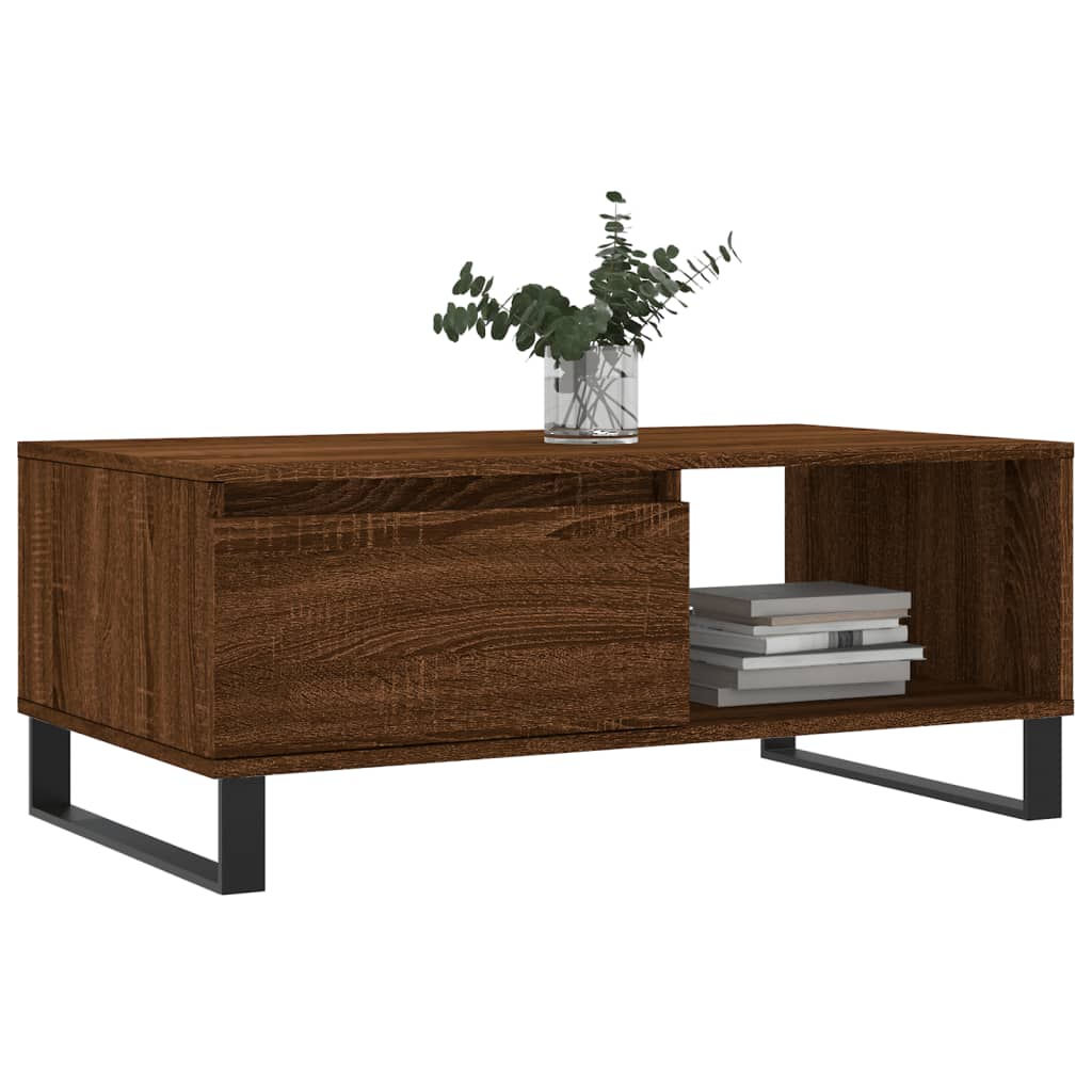 Modern Wooden Living Room Coffee Table With Drawer & Open Storage Space Wood