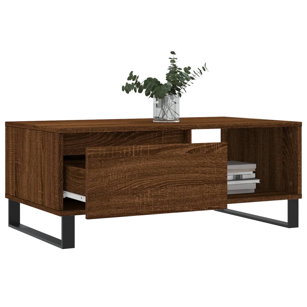 Modern Wooden Living Room Coffee Table With Drawer & Open Storage Space Wood