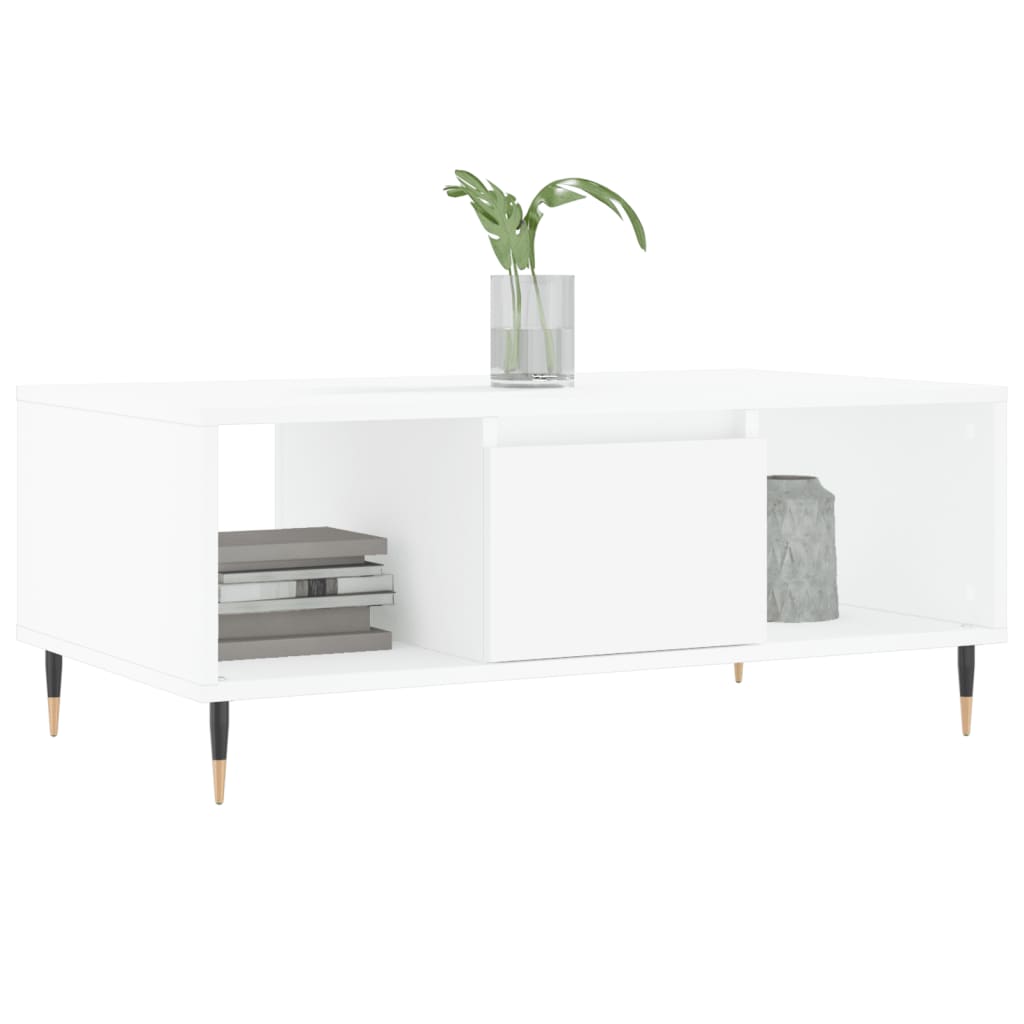 Modern Wooden Living Room Coffee Table With Drawer & Open Storage Compartments