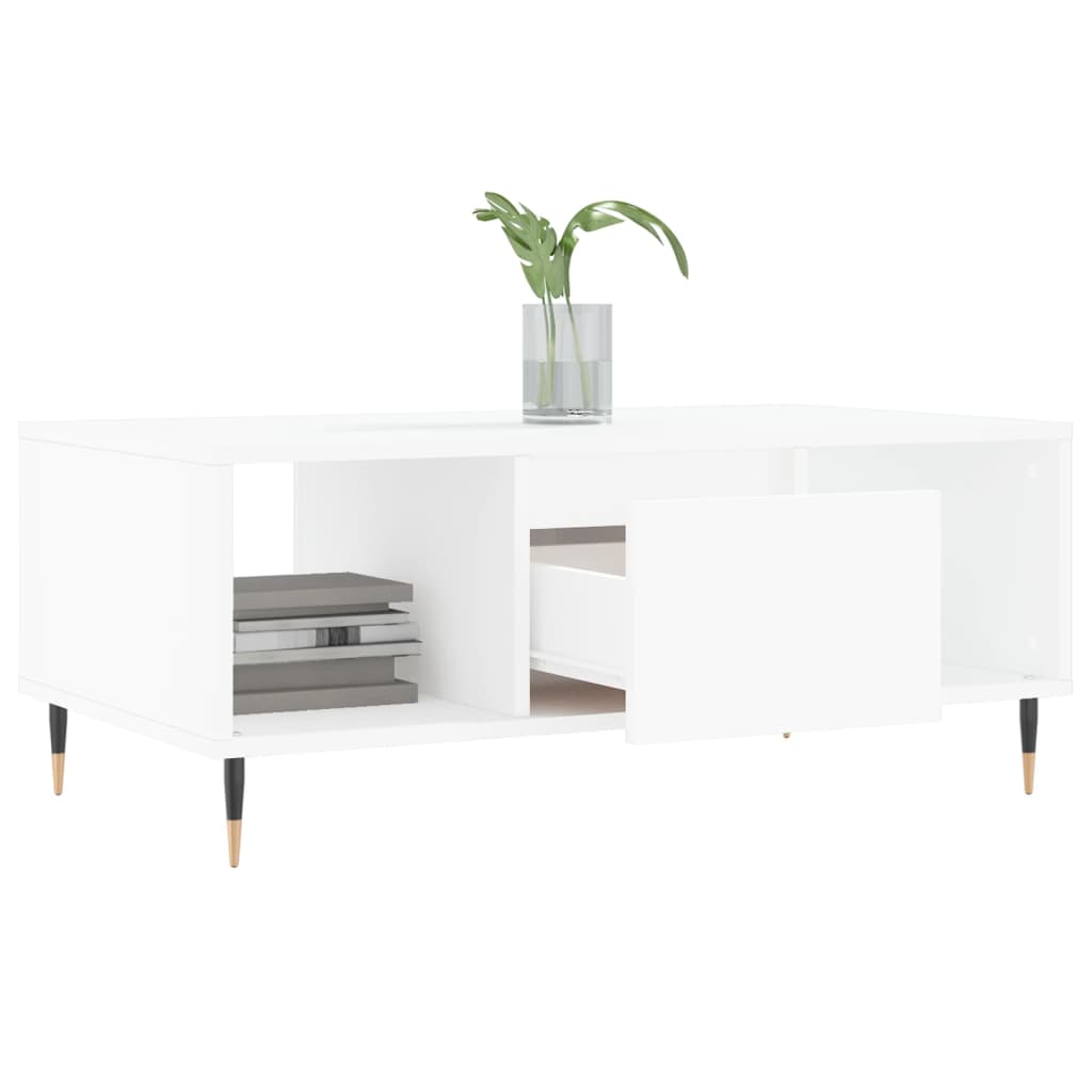 Modern Wooden Living Room Coffee Table With Drawer & Open Storage Compartments