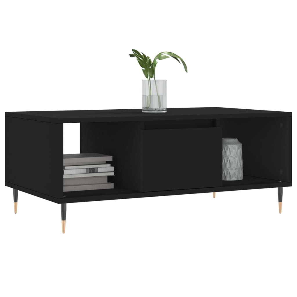 Modern Wooden Living Room Coffee Table With Drawer & Open Storage Compartments
