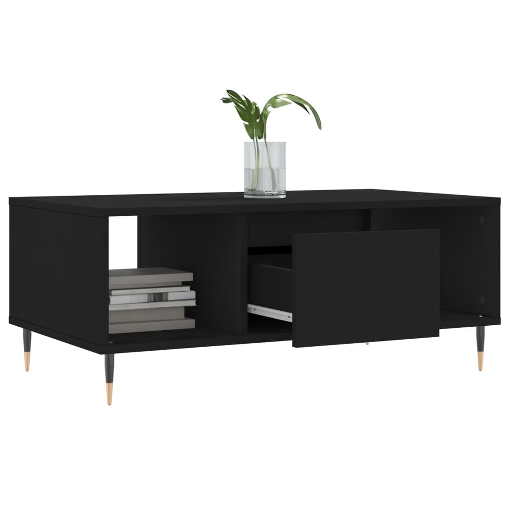 Modern Wooden Living Room Coffee Table With Drawer & Open Storage Compartments