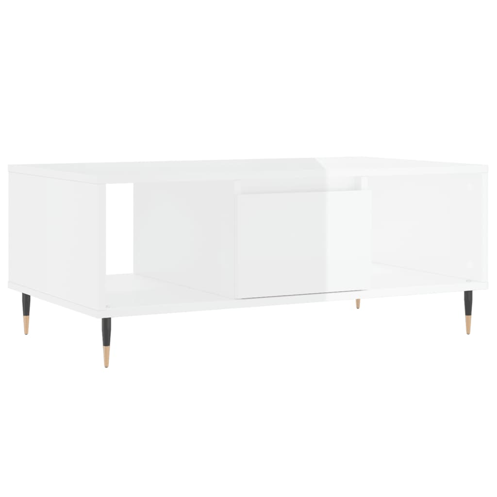 Modern Wooden Living Room Coffee Table With Drawer & Open Storage Compartments