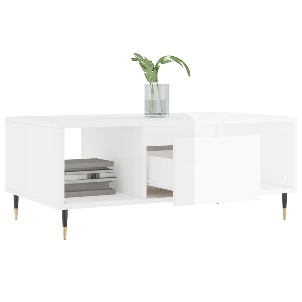 Modern Wooden Living Room Coffee Table With Drawer & Open Storage Compartments