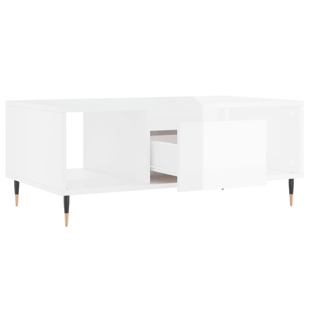 Modern Wooden Living Room Coffee Table With Drawer & Open Storage Compartments