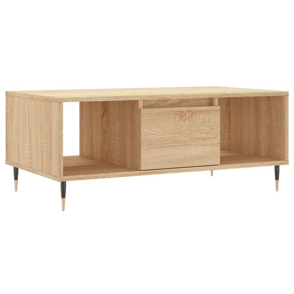 Modern Wooden Living Room Coffee Table With Drawer & Open Storage Compartments